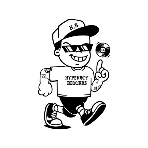 Hyperboy mascot holding a record